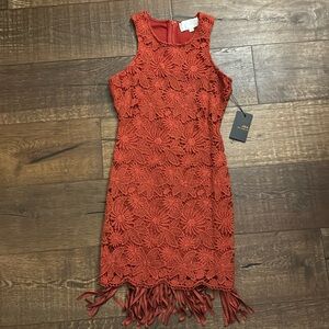 NWT Anthropologie JOA Elegant Red Lace Mini Dress